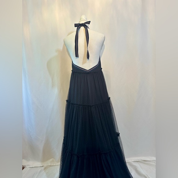 Maeve Anthropologie black tulle dress with white red and navy halter size 8 - Picture 11 of 14